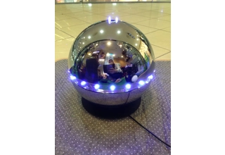Replacement - 25cm Silver Polished Sphere for Floor Fountain - 19cm Black Supporting Base