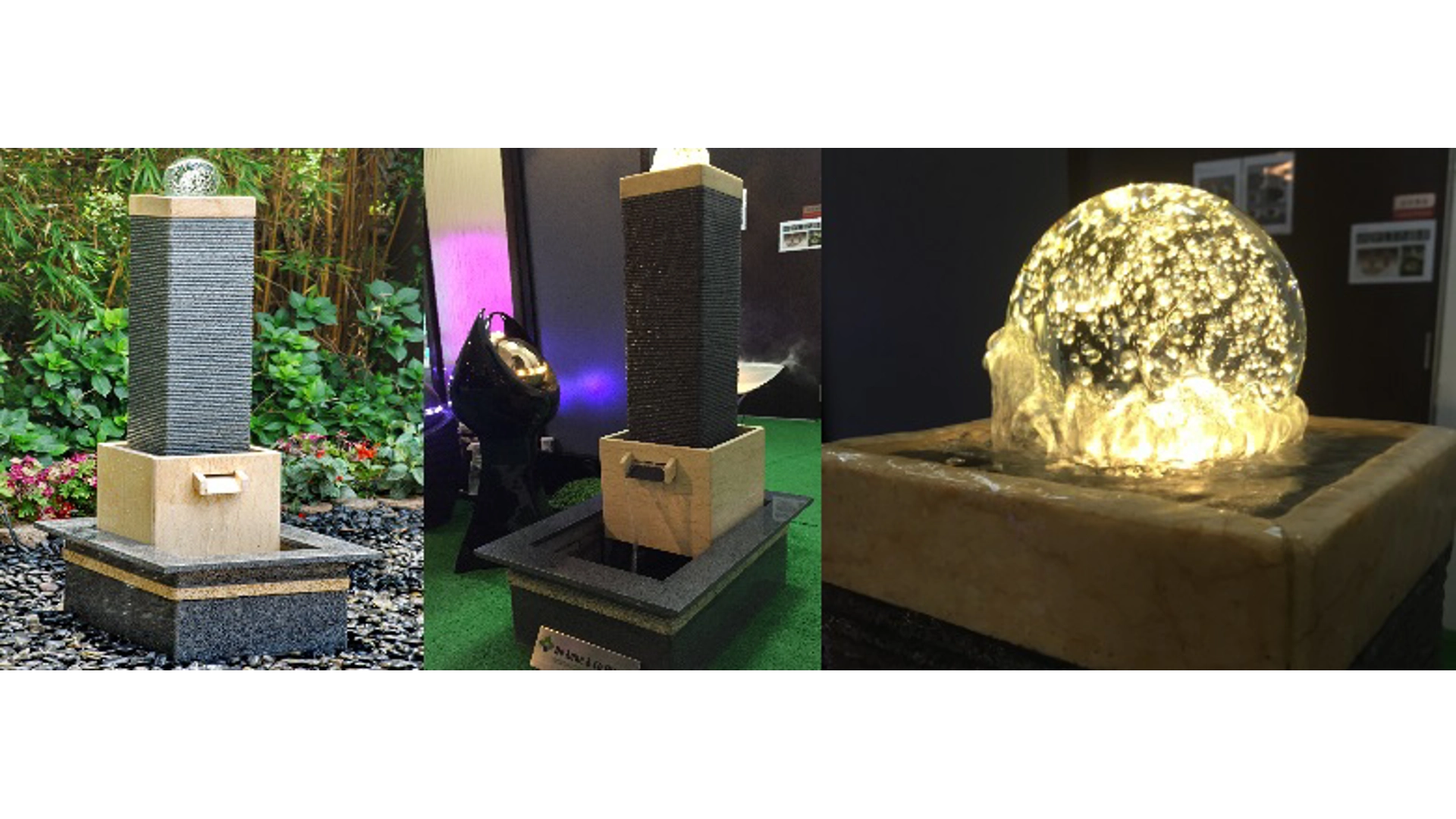 130cm Tall Freestanding Fountain made of natural solid granite with rotating crystal ball