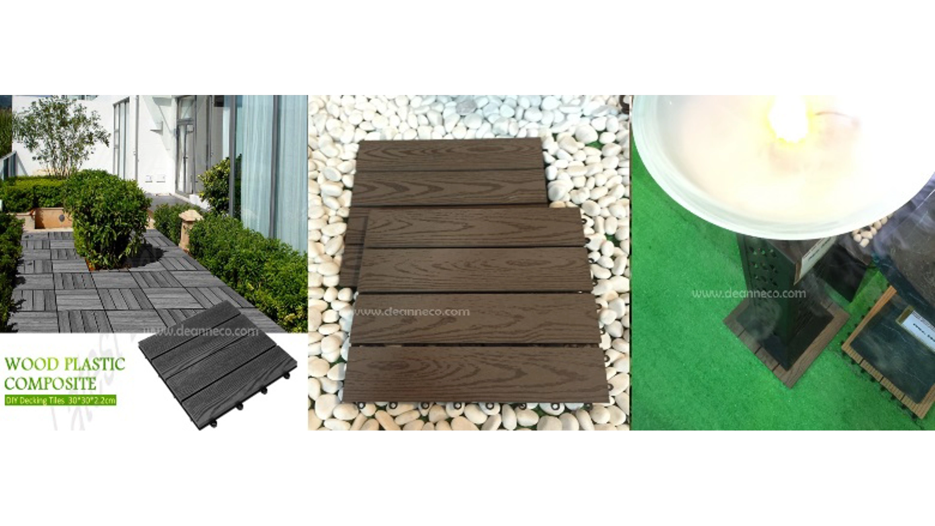 Composite Decking Tiles can used it as a base for water feature with decorative pebble around to hid