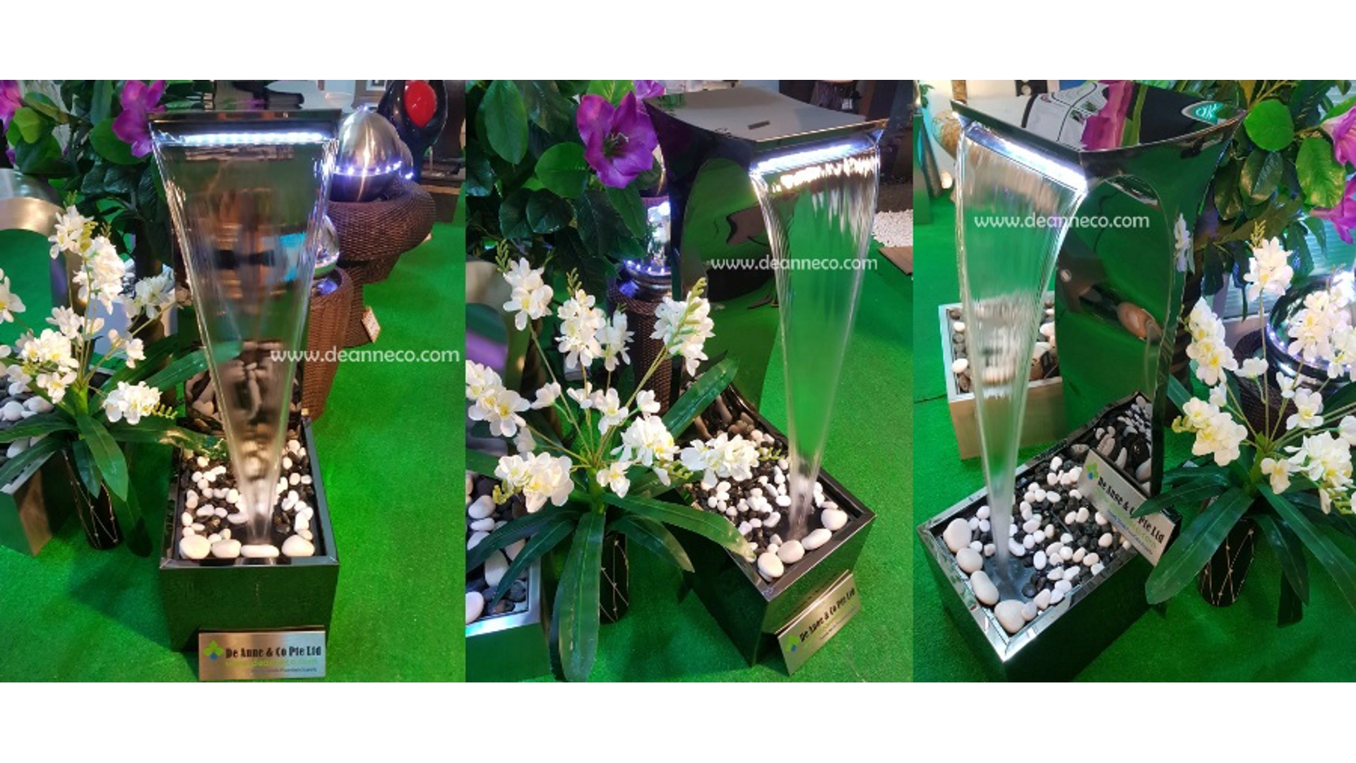 This stunning contemporary water feature is first ever to be seen in anodizing black polished surfac