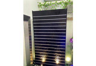 20cm Freestanding Aquafall Waterwall Fountain - Black Acrylic Rippled Panel