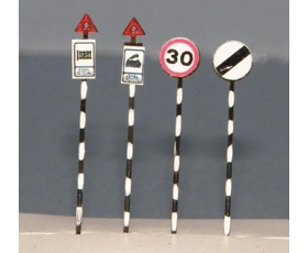 N scale Vintage road traffic signs, speed etc., - etched brass - pack of 4