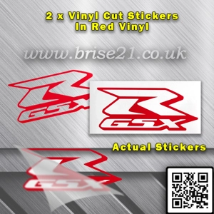 Suzuki GSXR Stickers In Red Vinyl 130mm x 2