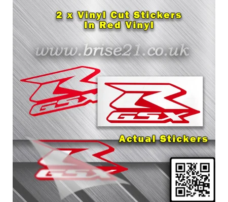 Suzuki GSXR Stickers In Red Vinyl 130mm x 2