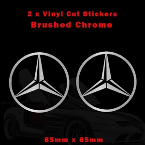Mercedes Benz Star Logo Style Stickers, Decals in Red Vinyl 85mm x 85mm x2