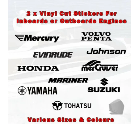 2 x 190mm Boat, Yacht, Motorboat, Speedboat, cruiser outboard & Inboard engine Stickers decals