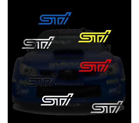 Subaru STI Stickers, in White Vinyl  10Cms or 15Cms wide x 2
