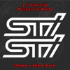 Subaru STI Stickers, in White Vinyl  10Cms or 15Cms wide x 2