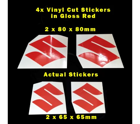 Suzuki 'S' Stickers Decal Logo In Red Vinyl x 4