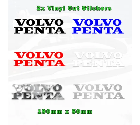 VOLVO PENTA Vinyl Stickers x 2, in Various Colours, 110mm or 190mm