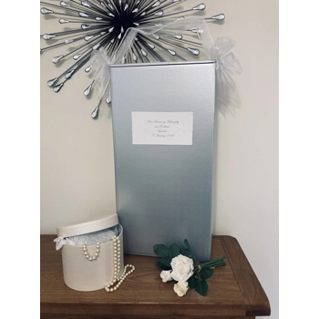 SMALL Elegant Silver Slim Wedding Dress Storage Box