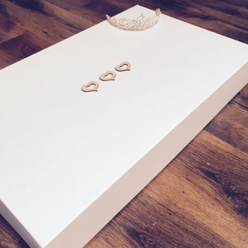 Large Wooden Hearts Wedding Dress Storage Box