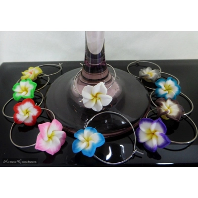10 Flower Wine Glass Charms title=