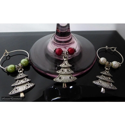 10 Christmas Tree Wine Glass Charms title=