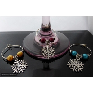 10 Snowflake Wine Glass Charms