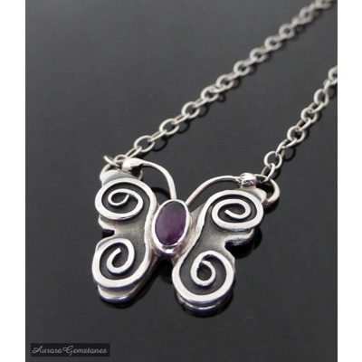 Small Butterfly Necklace  Indian Ruby title=