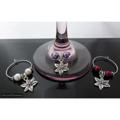 10 Flower Wine Glass Charms title=