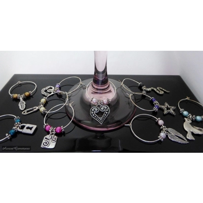 10 Mixed Theme Wine Glass Charms title=