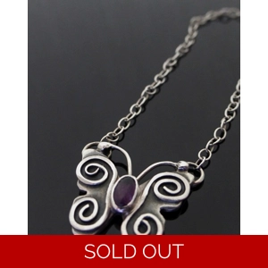 Small Butterfly Necklace  Amethyst