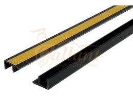 2 x Black Straight Track 750mm long for Tambour Door 'F' Shape Profile with Double Sided Tape