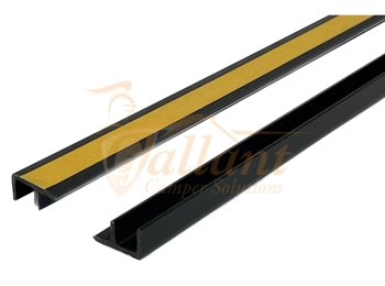 2 x Black Straight Track 750mm long for Tambour Door 'F' Shape Profile with Double Sided Tape