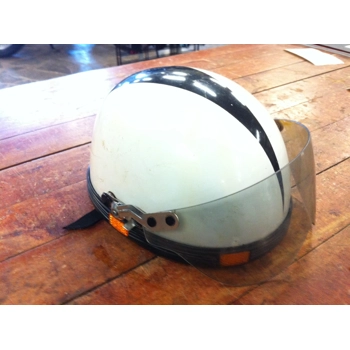 Vintage Motorcycle Helmet with Tinted Flip Visor circa 1964