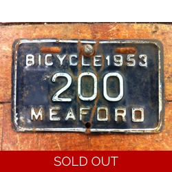 1953 Meaford Ontario Bicycle License Plate