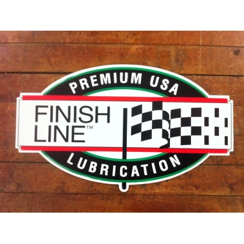 Finish Line Lubrication Stamped Metal Dealer Sign
