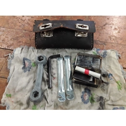 Vintage Leather Saddle Tool Bag with Tools