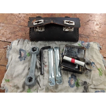 Vintage Leather Saddle Tool Bag with Tools