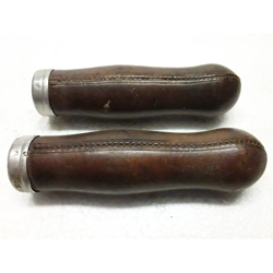 Harley Davidson Bull Dog Wood Leather Grips 1910-1920 - Pair
