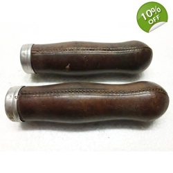 Harley Davidson Bull Dog Wood Leather Grips 1910-1920 - Pair