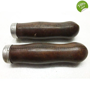 Harley Davidson Bull Dog Wood Leather Grips 1910-1920 - Pair