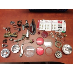 Job Lot of Vintage Bicycle Light Parts Bulbs Lenses Generators Switches