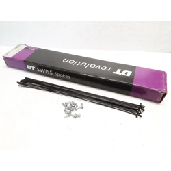 DT Swiss Revolution Stainless Butted Spokes 264mm Black 15pc - NOS