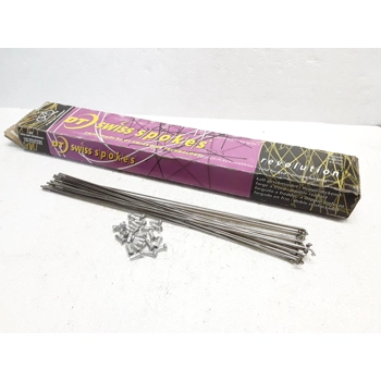 DT Swiss Revolution Stainless Butted Spokes 260mm Silver 25pc - NOS