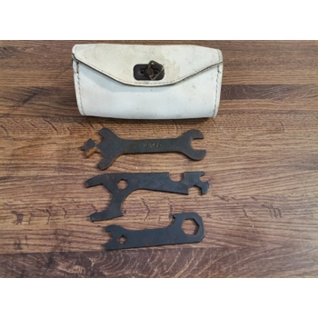 Vintage Leather Saddle Tool Bag with Tools White