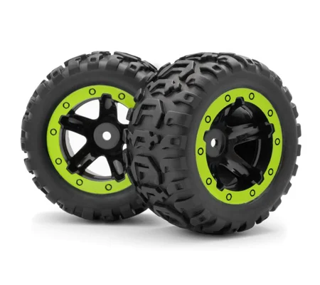 Slyder MT Wheels/Tires Assembled (Black/Green)