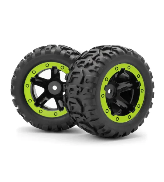 Slyder MT Wheels/Tires Assembled (Black/Green)