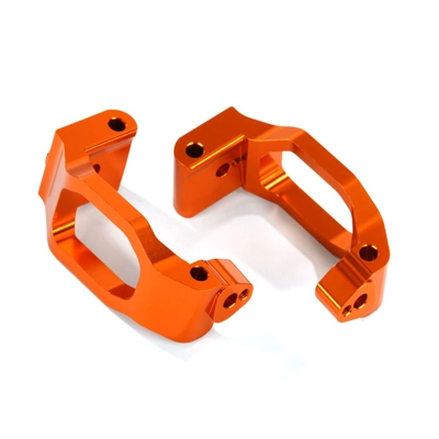 Caster blocks (c-hubs), 6061-T6 aluminum (orange-anodized), left & right Caster blocks (c-hubs), 6061-T6 aluminum (orange-anodized), left & right