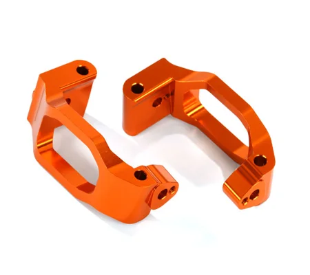 Caster blocks (c-hubs), 6061-T6 aluminum (orange-anodized), left & right