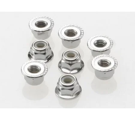 Nuts 4mm flanged nylon locking (steel serrated) (8)