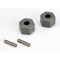 12mm Hex Wheel Hubs (tall offset Rustler/Stampede front) (2)/ axle pins (2.5x10mm) (2)