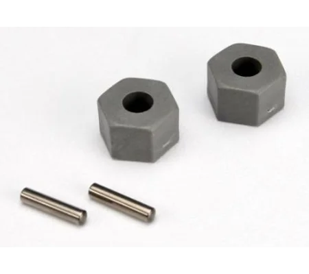 12mm Hex Wheel Hubs (tall offset Rustler/Stampede front) (2)/ axle pins (2.5x10mm) (2)
