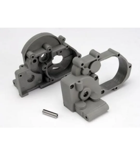 Gearbox halves (L R) (grey) w/ idler gear shaft