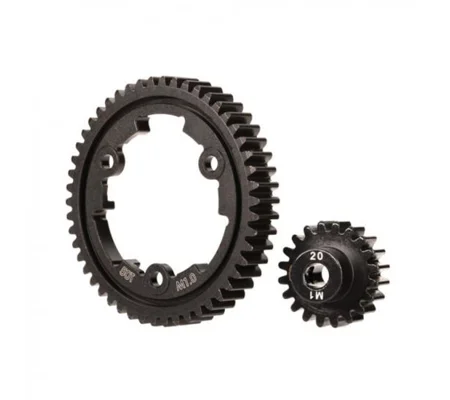 Spur gear 50Tooth, steel (wide-face)/ gear, 20-T pinion (1.0 metric pitch) (fits 5mm shaft)/set sc