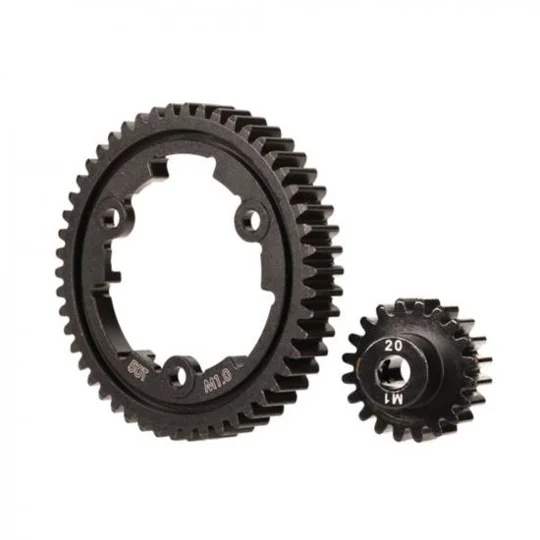 Spur gear 50Tooth, steel (wide-face)/ gear, 20-T pinion (1.0 metric pitch) (fits 5mm shaft)/set sc