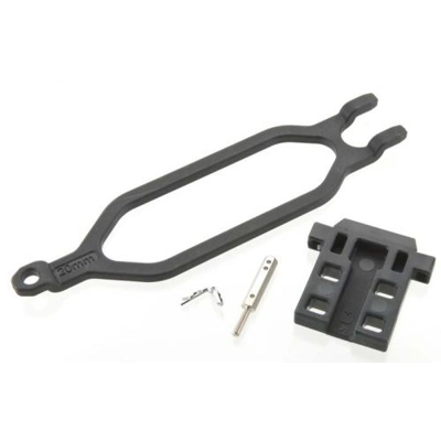 Hold down battery/retainer/battery post/angled body clip (allows installation of  taller batteries)