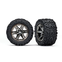 TRX6773X Tires/wheels preglued (2.8) (RXT black chrome wheels Talon Extreme tires w/inserts)(2)(TSM)