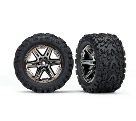 TRX6773X Tires/wheels preglued (2.8) (RXT black chrome wheels Talon Extreme tires w/inserts)(2)(TSM)